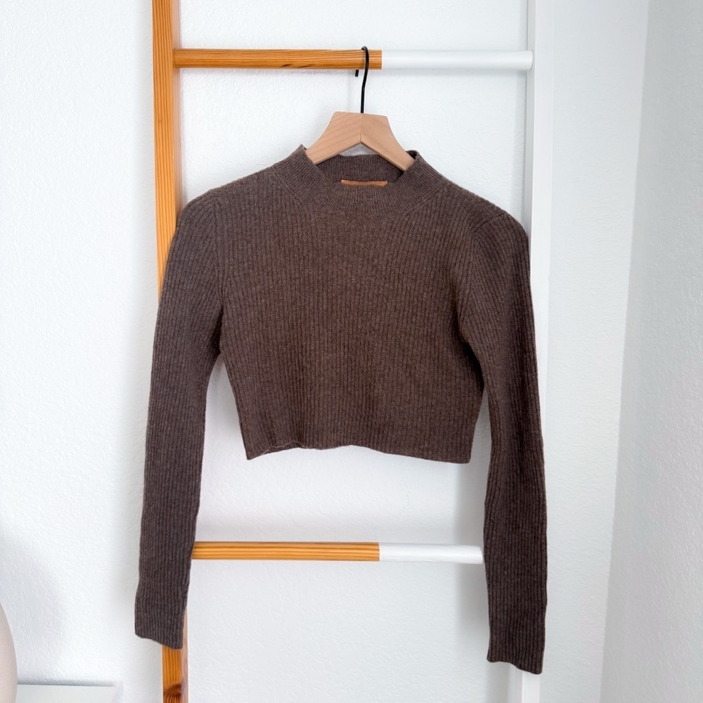 The Andamane Enny Cropped Sweater Ribbed Wool Cashmere Brown - Picture 5 of 14